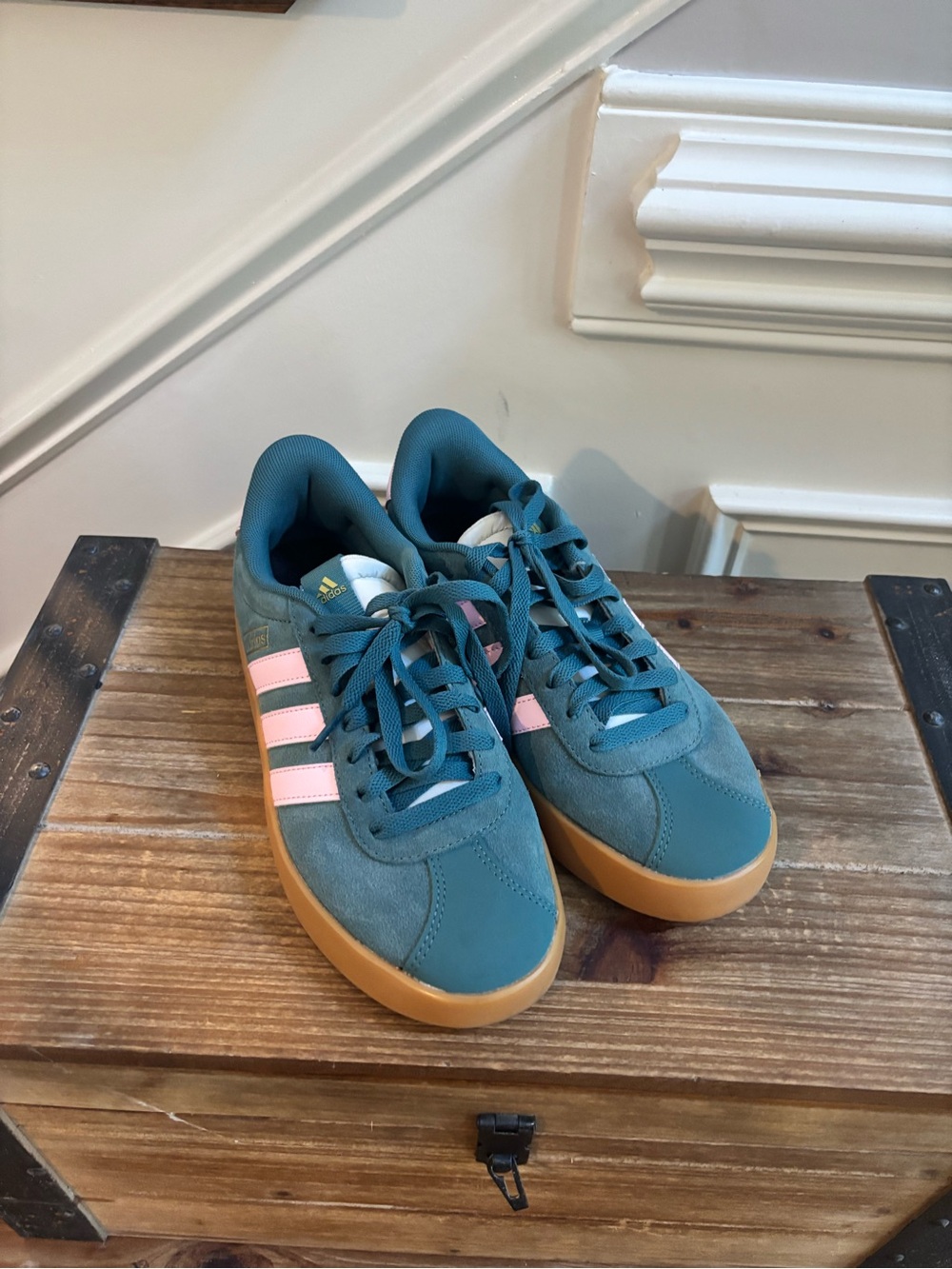 adidas Teal and Pink Low-Top Sneakers with Gum Sole